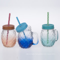 glass juice cups glass bottle for drinks   colorful  galss cups  juice jar